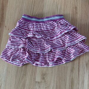 Mini Boden Pink & White Striped Ruffle Skort, Sz 6-7